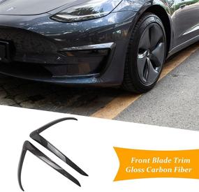 img 4 attached to 🚘 Wocch Tesla Model 3 Gloss Carbon Fiber Fog Light Trim Cover: Enhance Your Tesla Model 3 2017-2021 with Stylish Fog Lamp Frame & Eyebrow Spoiler