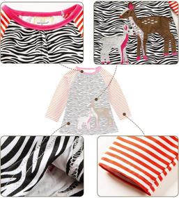 img 1 attached to Stylish 3Pcs Long-Sleeve T-Shirts for Girls: Unicorn, Flower, and Giraffe Prints - 3-Pack Tees Set for Teens and Kids (100CM)