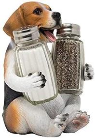 img 4 attached to Beagle Puppy Dog Salt and Pepper Shaker Set with Hound Display Stand - Decorative Kitchen Counter Décor, Table Centerpieces, Spice Rack Decorations - Perfect Gift for Pet Lovers