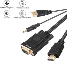 img 3 attached to Benfei Золоченый HDMI-VGA кабель - 6 футов с питанием и аудио - совместим с компьютером, ноутбуком, монитором, проектором, телевизором, Roku, Xbox, Raspberry Pi.