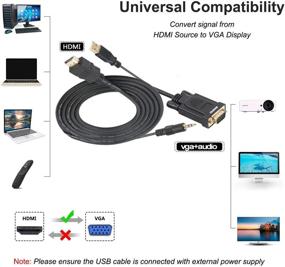 img 2 attached to Benfei Золоченый HDMI-VGA кабель - 6 футов с питанием и аудио - совместим с компьютером, ноутбуком, монитором, проектором, телевизором, Roku, Xbox, Raspberry Pi.