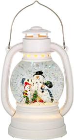 img 4 attached to ❄️ Eldnacele Christmas Snow Globe Lantern with Spinning Snowman Scene, Glittering Water, and 6-Hour Timer - Lighted Water Globe Lantern with White Snowman Family - Perfect for Christmas Decorations and Gifts (Snowman)