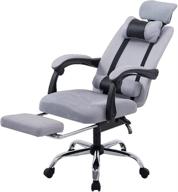 adjustable ergonomic office chair with reclining function, high-back computer chair featuring headrest, lumbar support, and footrest - ideal for gaming (grey) logo