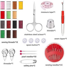 img 3 attached to Ultimate Portable Sewing Kit: 104 Pcs, Perfect for Beginners, Travelers and Adults – Includes 18 Color Threads, 24 Needles, Seam Ripper, Scissors, Thimble and More!