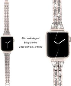 img 1 attached to 💎 Стильные заменяемые ремни Secbolt Bling для Apple Watch - Совместимы с 38мм 40мм 42мм 44мм Женские iWatch SE Серия 6 5 4 3 2 1, Элегантный металлический браслет с бриллиантовыми стразами