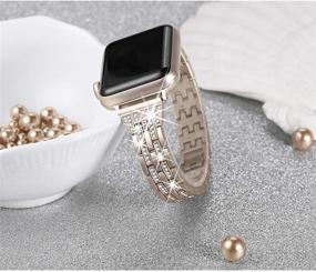 img 3 attached to 💎 Стильные заменяемые ремни Secbolt Bling для Apple Watch - Совместимы с 38мм 40мм 42мм 44мм Женские iWatch SE Серия 6 5 4 3 2 1, Элегантный металлический браслет с бриллиантовыми стразами