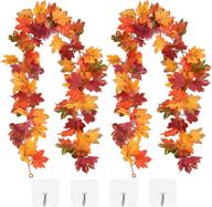 🍁 fall decor maple leaf garland casetank - 2 pack of 5.8ft/piece autumn hanging vine artificial foliage garland fall decorations for home, wedding, thanksgiving party - mixed color logo