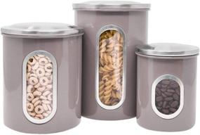 img 4 attached to 🥫 Stainless Steel 3 Piece Food Storage Canisters Set, Malmo - Kitchen Counter Window Containers with Fingerprint Resistant Lids