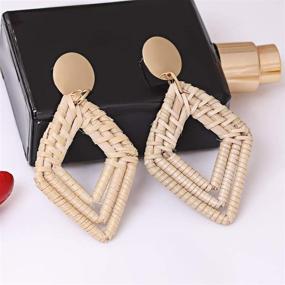 img 1 attached to Stylish XOCARTIGE Handmade Woven Rattan Earrings: Lightweight Raffia Braid Hoops for Women & Girls