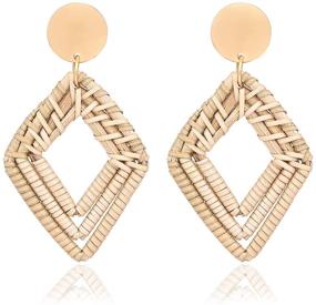 img 4 attached to Stylish XOCARTIGE Handmade Woven Rattan Earrings: Lightweight Raffia Braid Hoops for Women & Girls