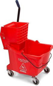 img 4 attached to 🧹 Carlisle 3690405 Commercial Mop Bucket: 35 Quart Side Press Wringer, Red