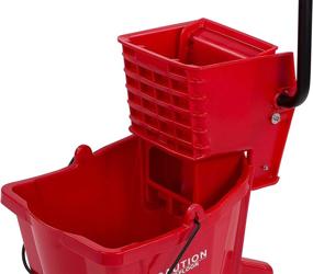 img 1 attached to 🧹 Carlisle 3690405 Commercial Mop Bucket: 35 Quart Side Press Wringer, Red