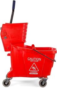 img 3 attached to 🧹 Carlisle 3690405 Commercial Mop Bucket: 35 Quart Side Press Wringer, Red