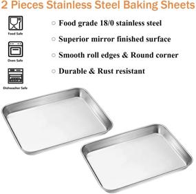 img 1 attached to 🍪 Premium Stainless Steel Baking Sheet Set - 2-Pack Non-Toxic, Heavy Duty Oven Trays, Rust-Free & Mirror Finish - Easy Clean & Dishwasher Safe - 9 x 7 x 1 Inch