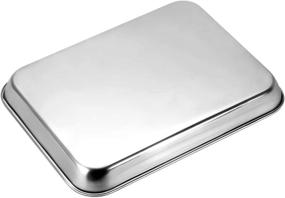 img 2 attached to 🍪 Premium Stainless Steel Baking Sheet Set - 2-Pack Non-Toxic, Heavy Duty Oven Trays, Rust-Free & Mirror Finish - Easy Clean & Dishwasher Safe - 9 x 7 x 1 Inch