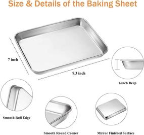 img 3 attached to 🍪 Premium Stainless Steel Baking Sheet Set - 2-Pack Non-Toxic, Heavy Duty Oven Trays, Rust-Free & Mirror Finish - Easy Clean & Dishwasher Safe - 9 x 7 x 1 Inch