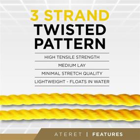 img 3 attached to 🧵 ATERET 3/8 Inch x 100 Feet Twisted Polypropylene Rope - 2,430 lbs. Tensile Strength for DIY Projects, Marine, Commercial Use