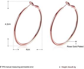 img 3 attached to 👂 Women's Girls' 42mm Stainless Steel Round Endless Hoop Earrings, 14K Rose Gold Plated (Rose Gold)