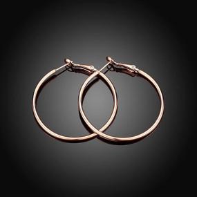 img 2 attached to 👂 Women's Girls' 42mm Stainless Steel Round Endless Hoop Earrings, 14K Rose Gold Plated (Rose Gold)