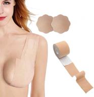 👙 bust support combo: boob tape & petal backless nipple covers, breathable breast lift tape with silicone petals – reusable adhesive bra for a-e cup large breast логотип