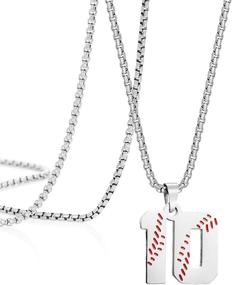 img 4 attached to ⚾ Stylish Silver Stainless Steel Baseball Number Necklaces for Sports Fans - Perfect Gifts for Boys, Men, and Baseball Enthusiasts