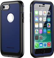 📱 iphone 7/8 case - impactstrong ultra protective case with clear screen protector - full body cover - navy blue logo