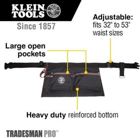 img 3 attached to Klein Tools 5244 Tool Apron with Tape Thong and Four Reinforced Pockets, Adjustable Waist Size 32 to 53-Inch