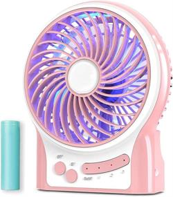 img 4 attached to 🌬️ Rechargeable Mini Portable Desk Fan - Battery Operated & USB Powered Handheld Fan with Atmosphere Light and Flashlight - Strong Airflow, 3 Speeds - Small Personal Hand Held Fan for Desktop, Camping, Pink