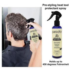 img 1 attached to 🔥 PURA D'OR Argan Oil Heat Shield Protectant Spray (8oz / 237mL) with Organic Argan Oil: Shield Hair up to 450º F from Flat Iron & Hot Blow Dry. Leave-In Conditioner: Nourish & Enhance Dry, Damaged Hair