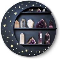 crescent moon shelf for crystals - stylish wooden moon shaped shelf for crystal wall decor and bedroom enhancement logo