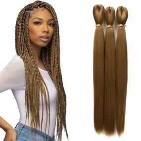 img 4 attached to 🔸 Darling Thrive Braid Pre-stretched Braiding Hair Extensions (4 Packs) - 100% Kanekalon Hair, 3X per Pack, 52 Inch, #27