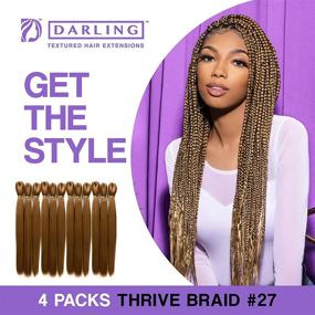 img 2 attached to 🔸 Darling Thrive Braid Pre-stretched Braiding Hair Extensions (4 Packs) - 100% Kanekalon Hair, 3X per Pack, 52 Inch, #27