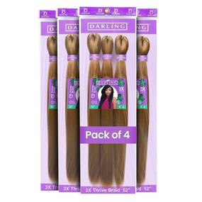 img 3 attached to 🔸 Darling Thrive Braid Pre-stretched Braiding Hair Extensions (4 Packs) - 100% Kanekalon Hair, 3X per Pack, 52 Inch, #27