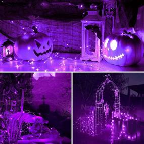 img 3 attached to YIQU Purple Super-Long Solar Halloween Lights Outdoor - 144FT, 2-Pack, 200 LED String Lights, 8 Modes for Tree Garden Patio