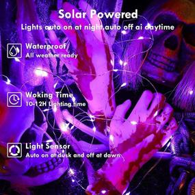 img 1 attached to YIQU Purple Super-Long Solar Halloween Lights Outdoor - 144FT, 2-Pack, 200 LED String Lights, 8 Modes for Tree Garden Patio