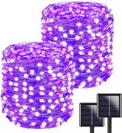 yiqu purple super-long solar halloween lights outdoor - 144ft, 2-pack, 200 led string lights, 8 modes for tree garden patio logo