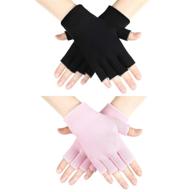 💖 revitalize your hands with 2 pairs of pink and black moisturizing fingerless gloves logo