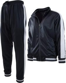 img 4 attached to Mens Athletic Piece Tracksuit 877 Black Men's Clothing and Active
