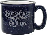 📚 quirky literary gifts for librarians, bookworms, writers, and readers - bookmarks are for quitters mug - large 15 oz unisex enamel funny coffee/tea cup with bookish theme logo