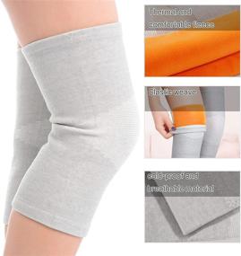 img 3 attached to 🔥 Stay Warm in Style with 2 Pack Thicken Fleece Lined Knee Warmers - Cashmere Knee Joint Brace Support Pads for Winter Sports, Running, Yoga - Men Women