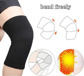 img 1 attached to 🔥 Stay Warm in Style with 2 Pack Thicken Fleece Lined Knee Warmers - Cashmere Knee Joint Brace Support Pads for Winter Sports, Running, Yoga - Men Women