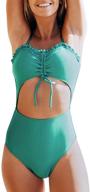 👙 cupshe ruffled drawstring cutout one piece swimsuit for women - stylish bathing suit logo