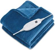 🔥 dailylife electric throw: ul certified heated blanket with 6 heating settings and overheating protection, auto-off feature, machine washable - bright blue, 50"x60 logo