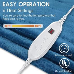 img 2 attached to 🔥 DAILYLIFE Electric Throw: UL Certified Heated Blanket with 6 Heating Settings and Overheating Protection, Auto-Off Feature, Machine Washable - Bright Blue, 50"x60