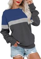 pgands ladies' color block sweatshirts - women's crew neck, long sleeve, casual, cute, loose, lightweight pullovers logo