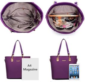 img 1 attached to 👜 Versatile and Stylish Women's Handbag Set: 6 Pcs for Every Occasion - Top Handle, Shoulder, Crossbody, Purse, Wallet, and Wrist Bag