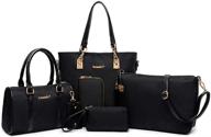 👜 versatile and stylish women's handbag set: 6 pcs for every occasion - top handle, shoulder, crossbody, purse, wallet, and wrist bag logo