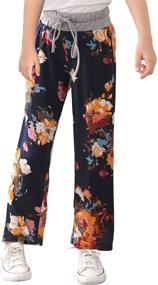 img 4 attached to 👖 GORLYA Active Girls' Clothing: Workout Drawstring Trousers in Black Print