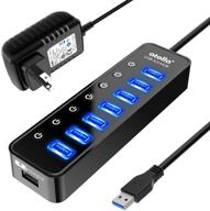 🔌 7-port usb data hub splitter with 3.0 power, smart charging port, on/off switches, and 5v/4a power adapter – ideal usb extension for macbook, mac pro/mini and more логотип
