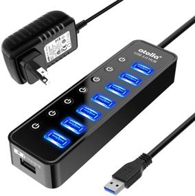 img 4 attached to 🔌 7-Port USB Data Hub Splitter with 3.0 Power, Smart Charging Port, On/Off Switches, and 5V/4A Power Adapter – Ideal USB Extension for MacBook, Mac Pro/Mini and More